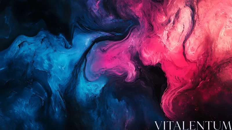 Digital painting of nebula-like magenta and cyan fluid vortices.