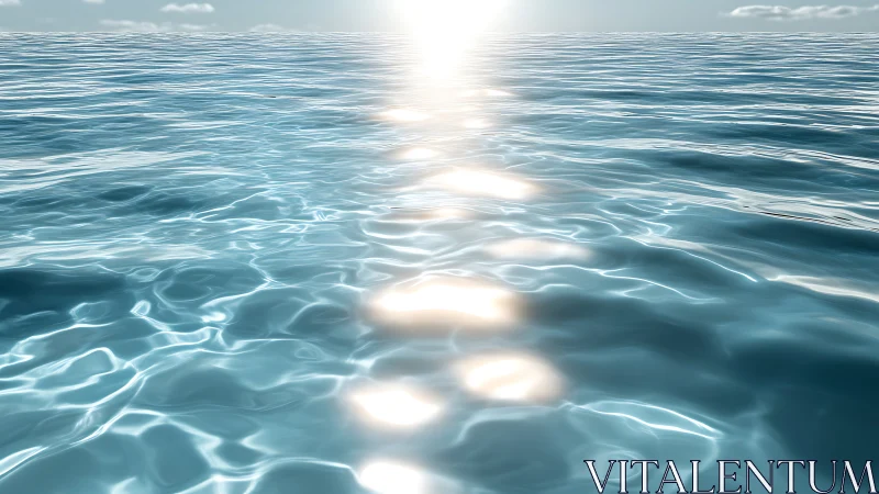Sunlit ripples compose a glittering path across endless sea