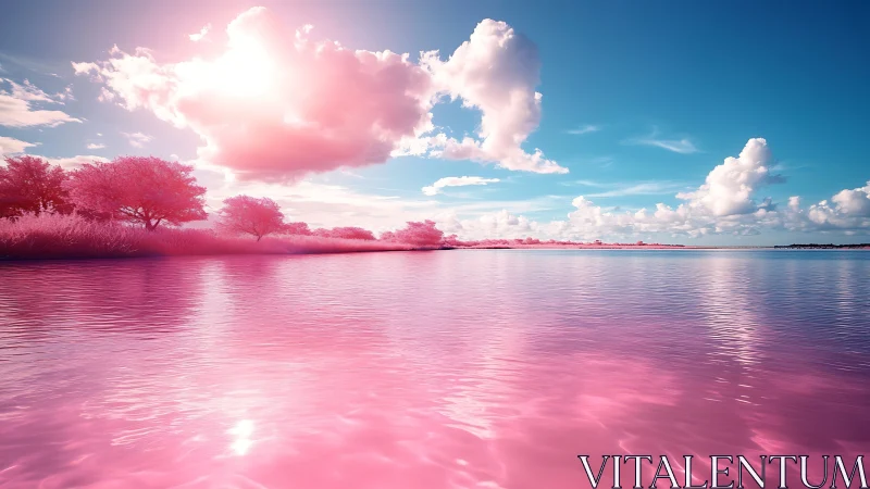 Serene Pink Waters Under Dreamy Skies
