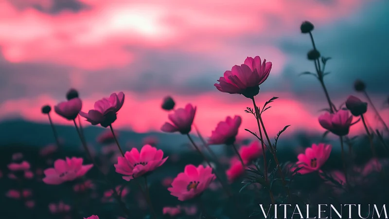 Magenta Blooms at Twilight's Threshold.