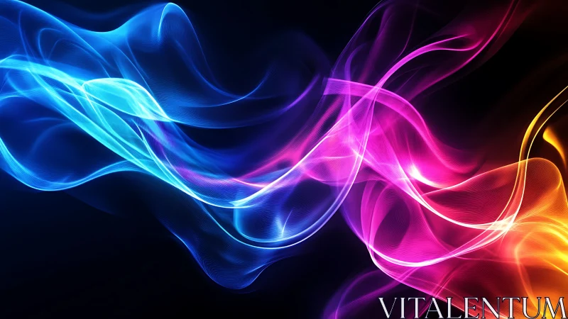 Neon energy waves flow across a deep black digital void.