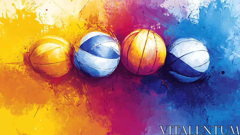 Vibrant sports balls align across a dynamic color spectrum