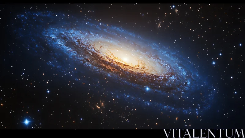 Edge-on spiral galaxy with dense starfield in deep space