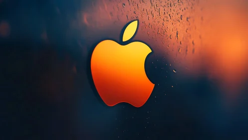 Illuminated Apple Logo: Gradient Luminescence Against Bokeh.