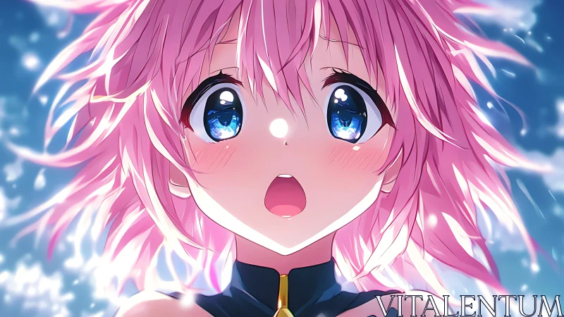 Anime close-up portrait with luminous hair and bokeh field.