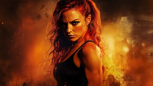 Flame-struck warrior studies the horizon with molten resolve