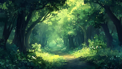 A Magical Forest Path Glows With Life And Wonder
