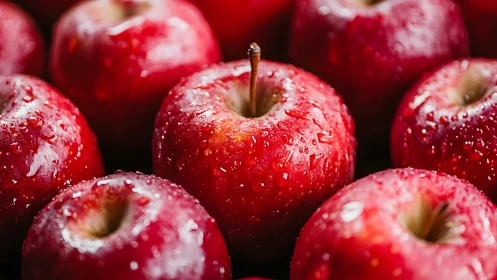 Glistening red apples invite a fresh, juicy autumn taste