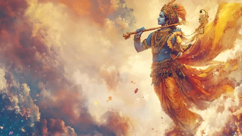 Celestial flute song drifting through golden swirling clouds.