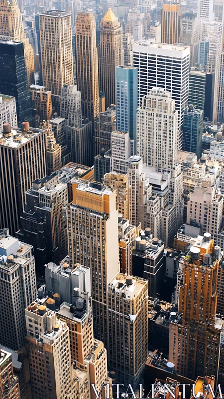 Dense central business district high-rise urban skyline view.