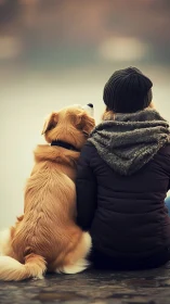 Dog and human bond: A heartfelt winter moment.