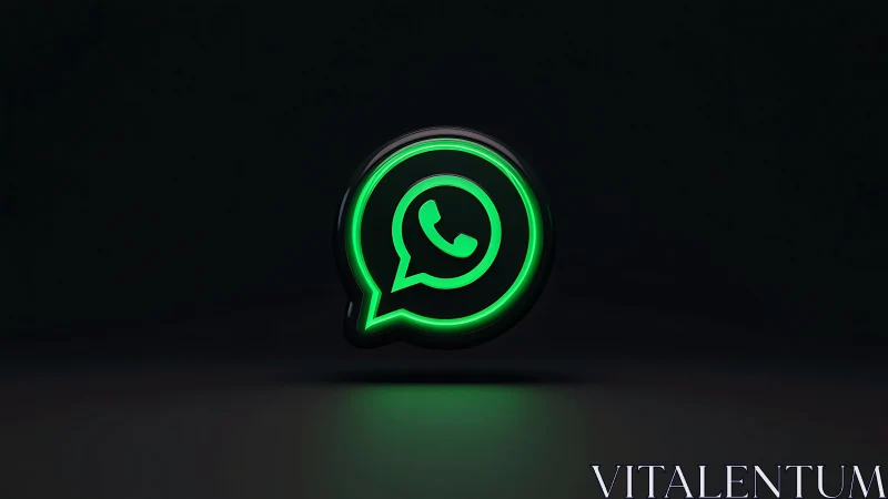 Neon green WhatsApp logo with dual concentric rings on dark background