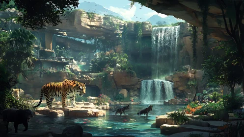 Hidden Jungle Sanctuary: Tigers and Waterfalls.