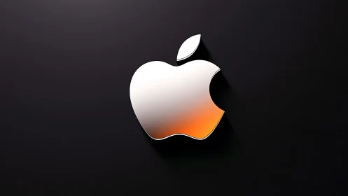 Apple Logo with Orange Gradient. Sleek Design.