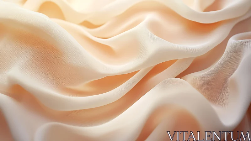Soft flowing sheer peach fabric in gentle abstract wave pattern.