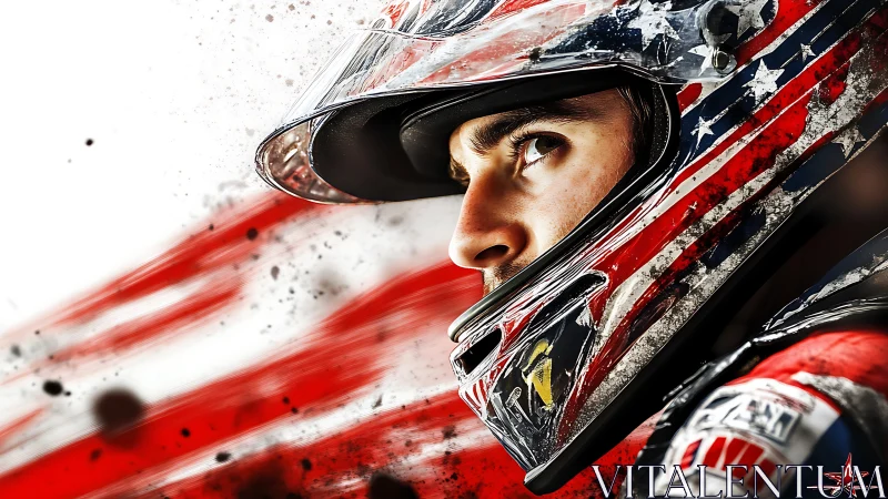 Racing driver portrait in dynamic red motion blur composition