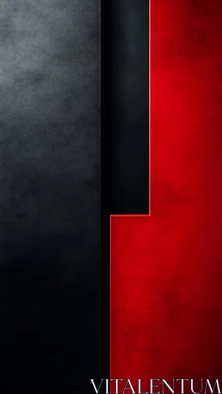 Minimalist black and red panels form sharp stepped divide