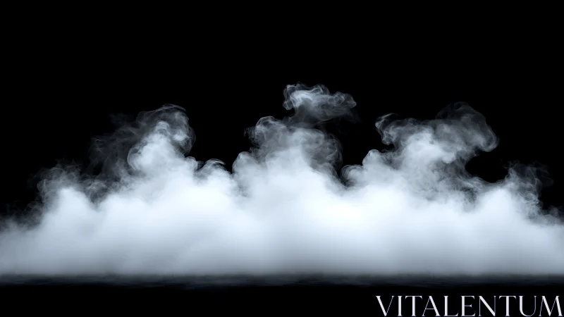 Rolling white mist gently drifts across a deep black stage