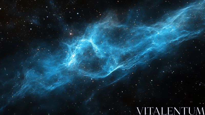 Drifting blue nebula glides gracefully through quiet starlight