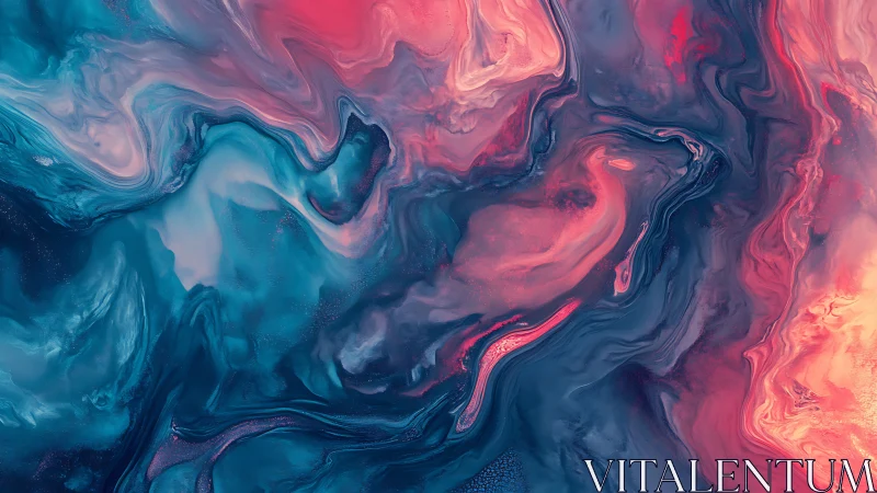 Chromatic fluid dynamics in teal, magenta and radiant coral.