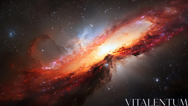 Fiery spiral galaxy blazing through deep cosmic void.