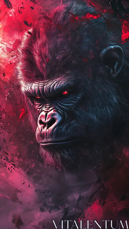 Cybernetic gorilla portrait rendered in high-contrast neon light