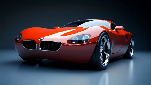 Low-angle render showcases aerodynamic red BMW concept coupé