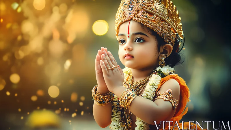 Tiny divine dreamer folds the world into quiet prayer