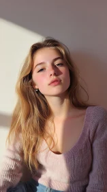 Soft daylight portrait with warm tonal contrast and depth.