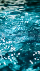 Specular light scattering on rippled turquoise water surface.