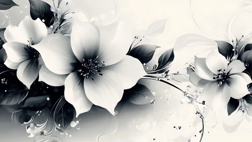 Monochrome floral composition with delicate white blooms.