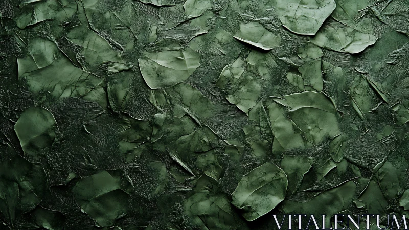 Textured emerald impasto surface with layered relief pattern.