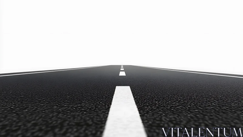 Open road stretching into bright, endless white horizon.