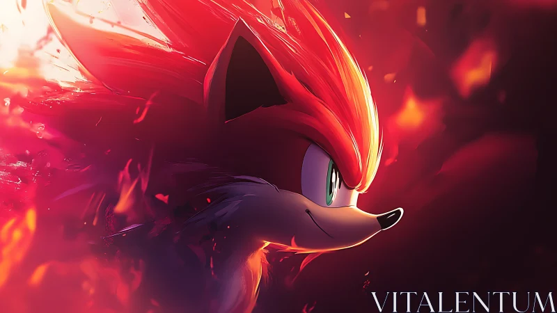Flame-haired speedster slices through ember-lit dusk dream