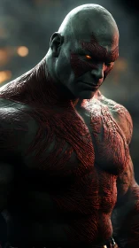 Molten warrior studies the dark before the next collision