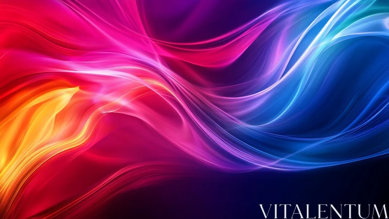 Vibrant neon light waves stream across deep gradient space.