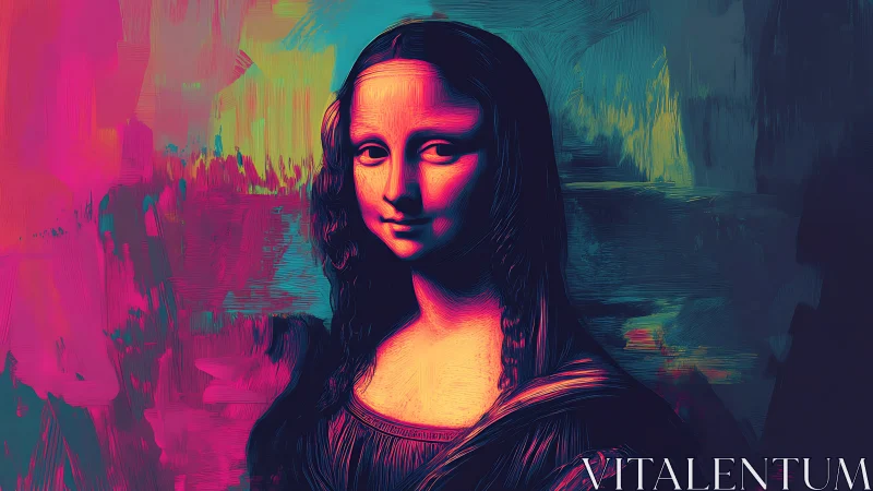 Neon portrait glow reimagining a classic, quietly radiant.