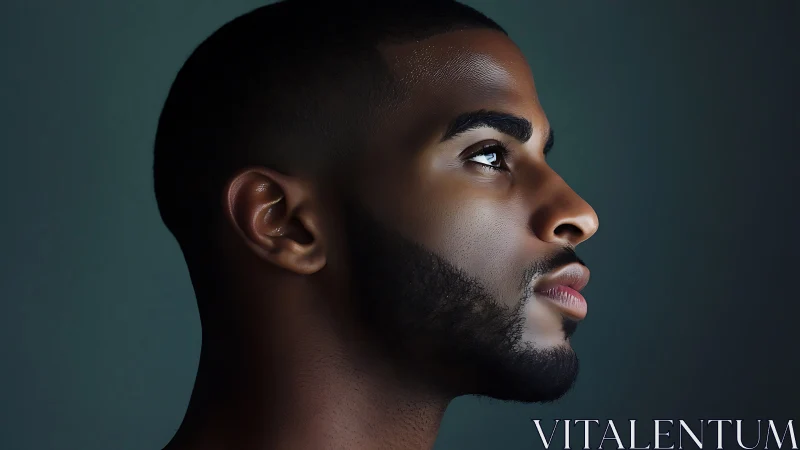 High-resolution male profile portrait with dramatic rim lighting