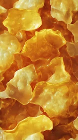 Golden sugar crystal close‑up glowing with warm light.