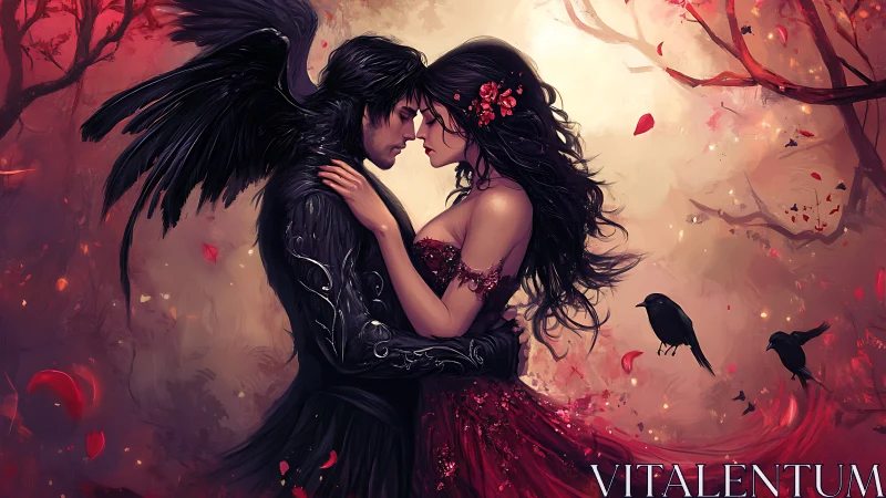 Winged Souls Meet in a Crimson Dream