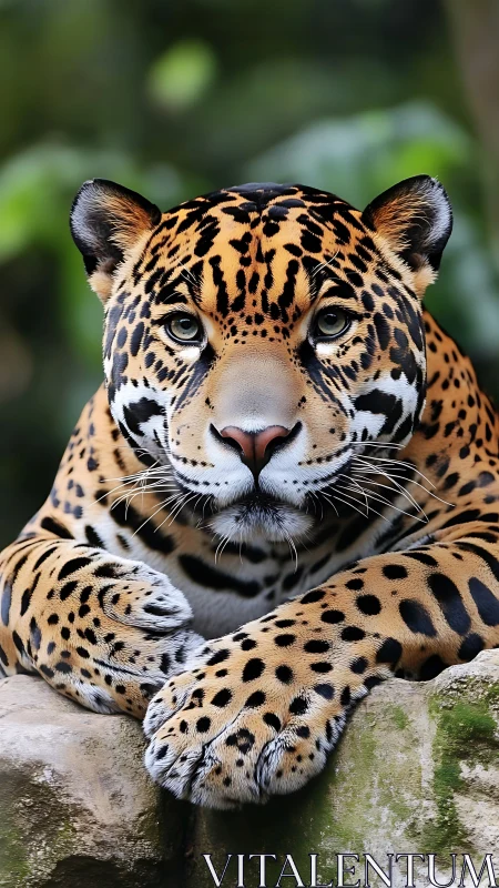 Jaguar Portrait in Sharp Focus with Spotted Coat Pattern