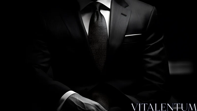 Low key monochrome portrait of tailored business suit.