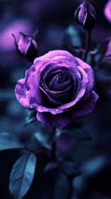 Neon Rose Unfolding in Twilight Mystery and Shadow