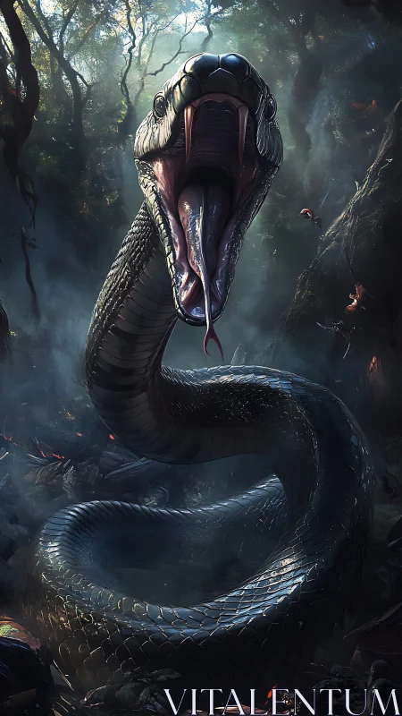 Towering jungle serpent rises with striking, fierce energy