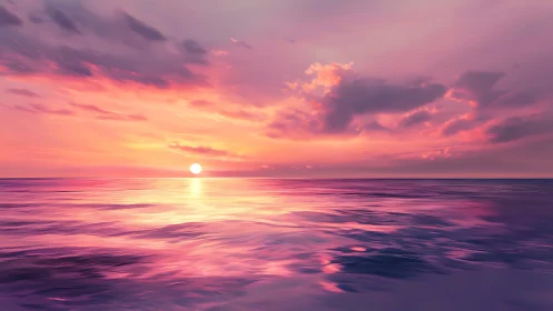 Soft-tide sunset where lavender clouds kiss the sea.