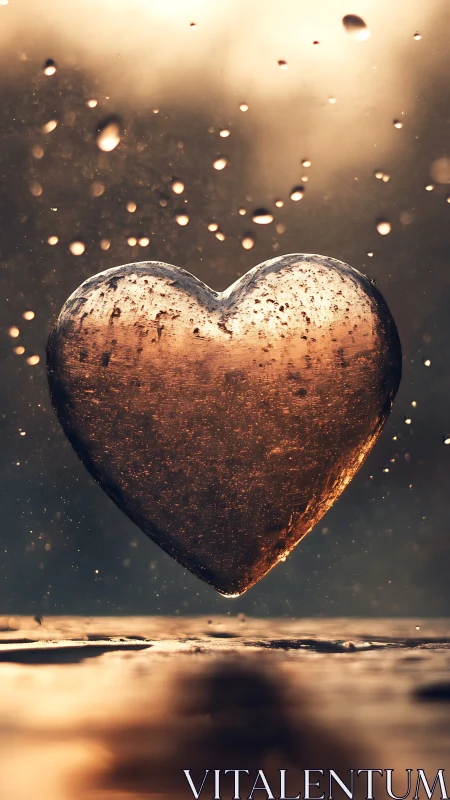 Golden Heart Glowing in Magical Bokeh Light