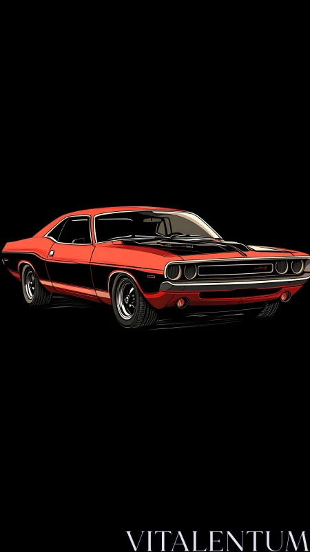 Digital muscle car side profile with high-contrast linework.