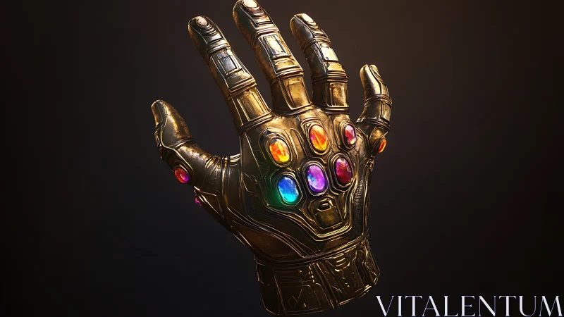 Cosmic power gauntlet gleams with blazing prismatic gems.