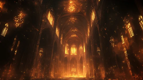 Golden cathedral of embers glowing in spellbound silence.