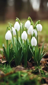 Snowdrop flowers in early spring growth stage.